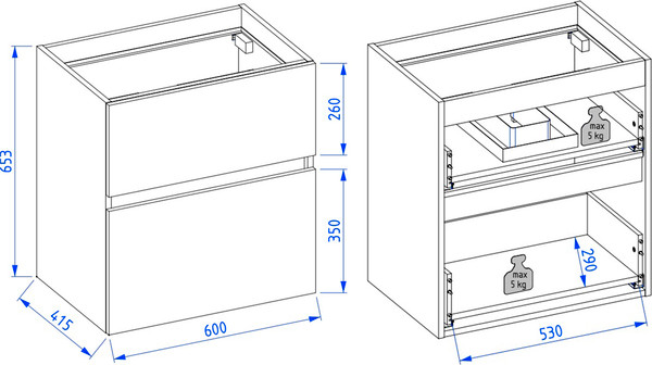 Изображение товара Тумба с умывальником Lauter Emma 60 (черный матовый)