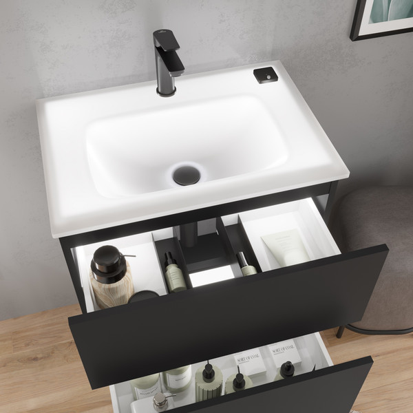 Изображение товара Тумба с умывальником Lauter Emma 60 (черный матовый)