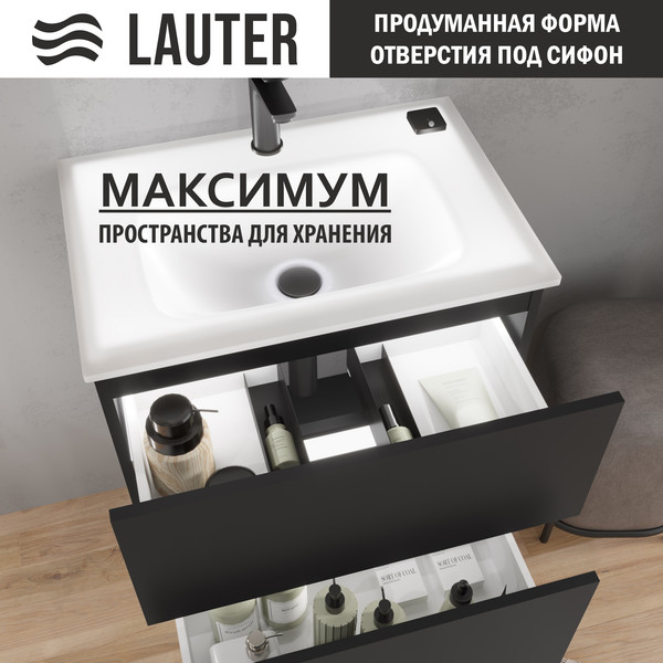 Изображение товара Тумба с умывальником Lauter Emma 60 (черный матовый)