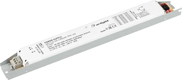 Блок питания для светильника Arlight ARJ-LG-60-LINEAR-PFC-HV 60W 80-300V 0.2-0.5A / 049556 — фото 4