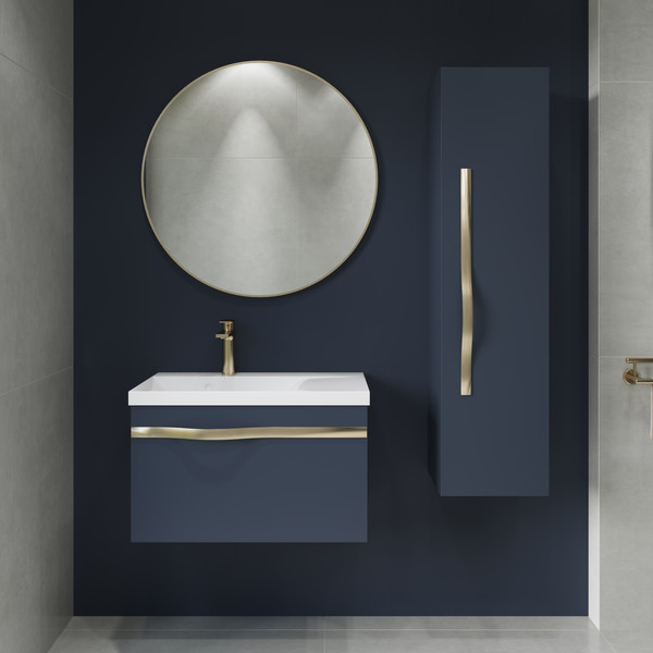 Изображение товара Тумба с умывальником Lauter Eva 69 (гранатовый п/мат/матовая золотая сталь/искусственный мрамор)