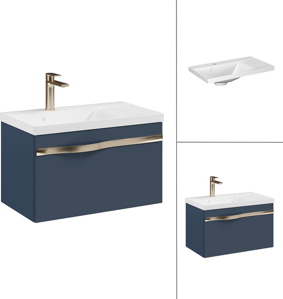 Изображение товара Тумба с умывальником Lauter Eva 69 (гранатовый п/мат/матовая золотая сталь/искусственный мрамор)