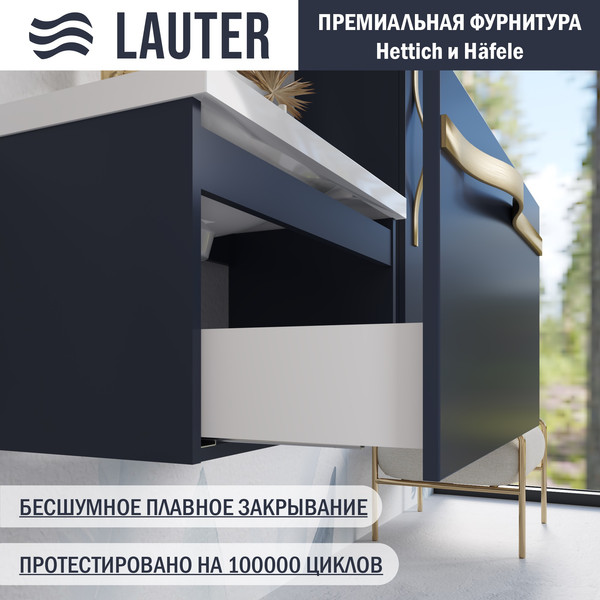 Изображение товара Тумба с умывальником Lauter Eva 69 (гранатовый п/мат/матовая золотая сталь/искусственный мрамор)