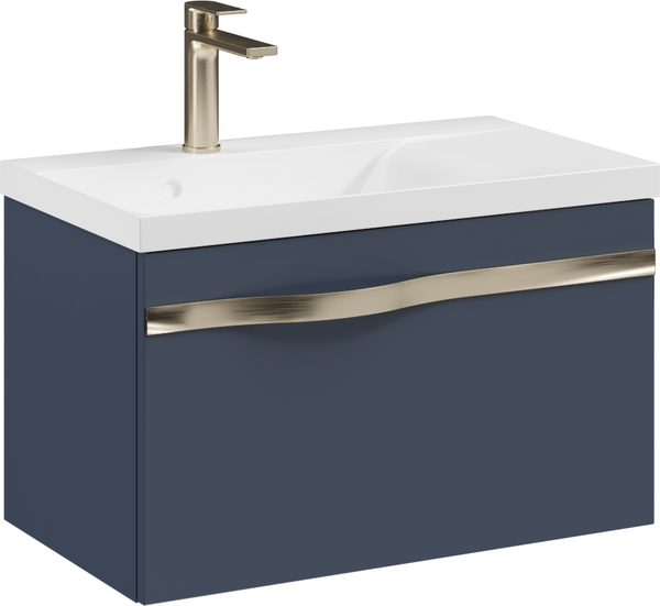 Изображение товара Тумба с умывальником Lauter Eva 69 (гранатовый п/мат/матовая золотая сталь/искусственный мрамор)