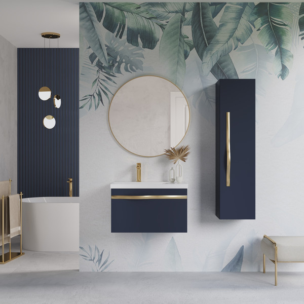 Изображение товара Тумба с умывальником Lauter Eva 69 (гранатовый п/мат/матовая золотая сталь/искусственный мрамор)