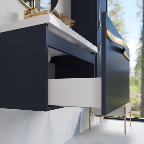 Изображение товара Тумба с умывальником Lauter Eva 69 (гранатовый п/мат/матовая золотая сталь/искусственный мрамор)