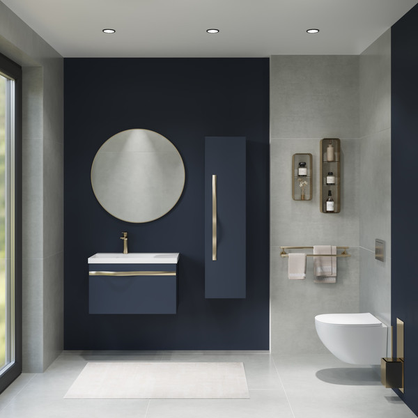 Изображение товара Тумба с умывальником Lauter Eva 69 (гранатовый п/мат/матовая золотая сталь/искусственный мрамор)