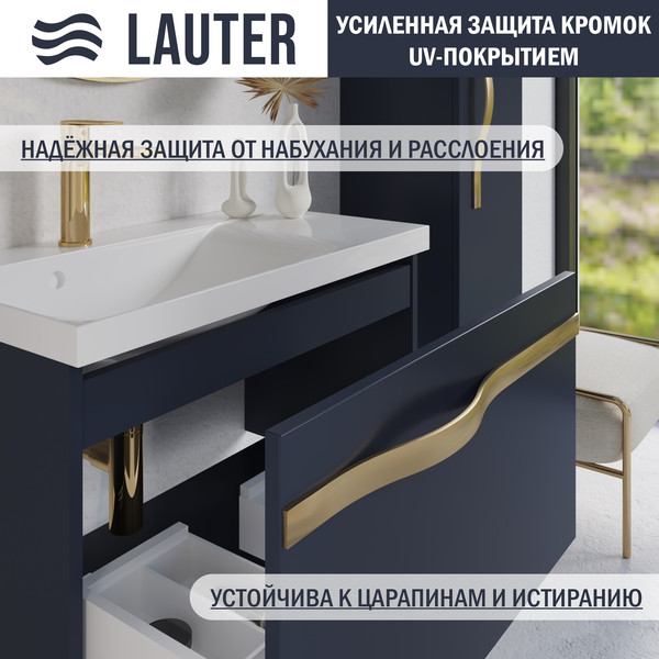 Изображение товара Тумба с умывальником Lauter Eva 69 (гранатовый п/мат/матовая золотая сталь/искусственный мрамор)