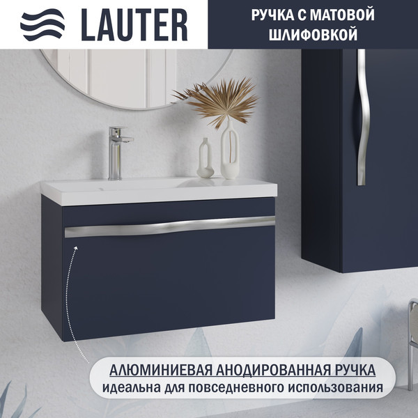 Изображение товара Тумба с умывальником Lauter Eva 69 (гранатовый п/мат/матовая сталь/искусственный мрамор)