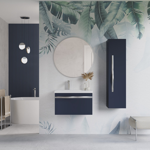 Изображение товара Тумба с умывальником Lauter Eva 69 (гранатовый п/мат/матовая сталь/искусственный мрамор)