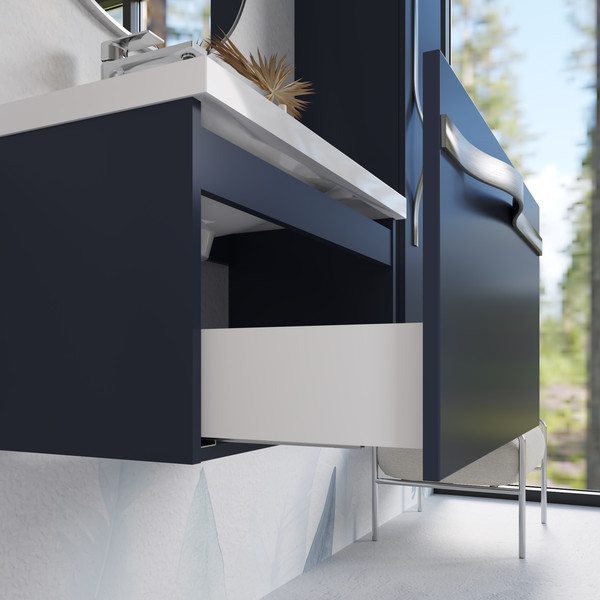 Изображение товара Тумба с умывальником Lauter Eva 69 (гранатовый п/мат/матовая сталь/искусственный мрамор)