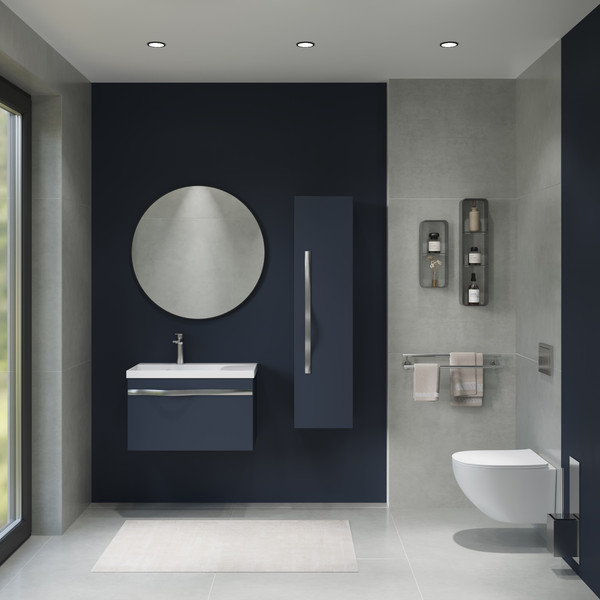 Изображение товара Тумба с умывальником Lauter Eva 69 (гранатовый п/мат/матовая сталь/искусственный мрамор)