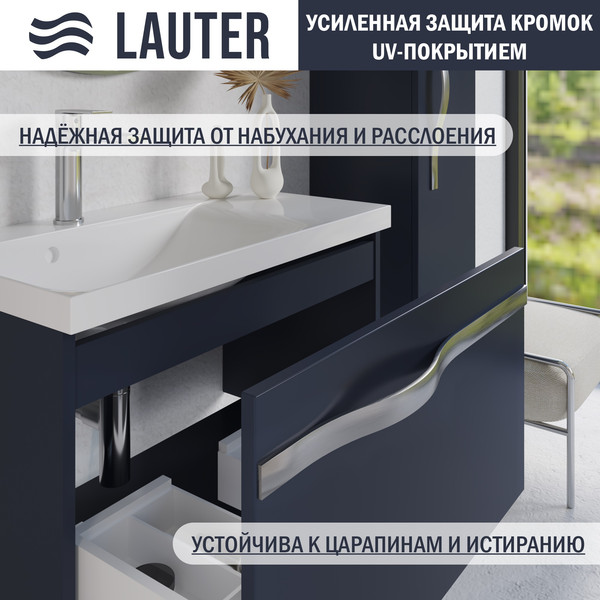 Изображение товара Тумба с умывальником Lauter Eva 69 (гранатовый п/мат/матовая сталь/искусственный мрамор)