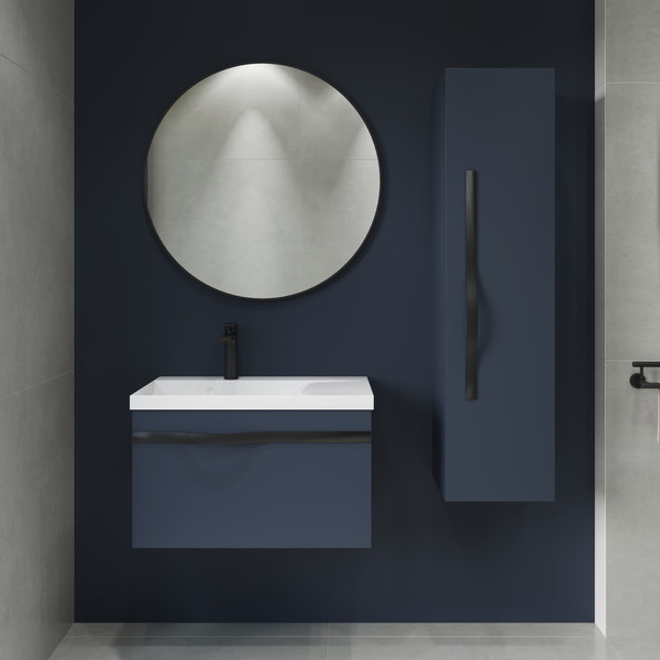 Изображение товара Тумба с умывальником Lauter Eva 69 (гранатовый п/мат/матовая черная сталь/искусственный мрамор)