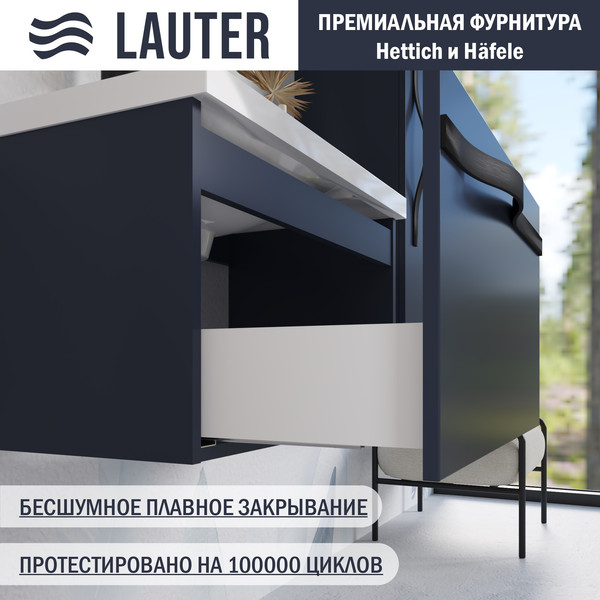 Изображение товара Тумба с умывальником Lauter Eva 69 (гранатовый п/мат/матовая черная сталь/искусственный мрамор)