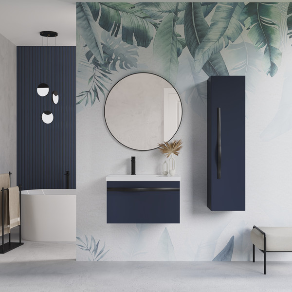 Изображение товара Тумба с умывальником Lauter Eva 69 (гранатовый п/мат/матовая черная сталь/искусственный мрамор)