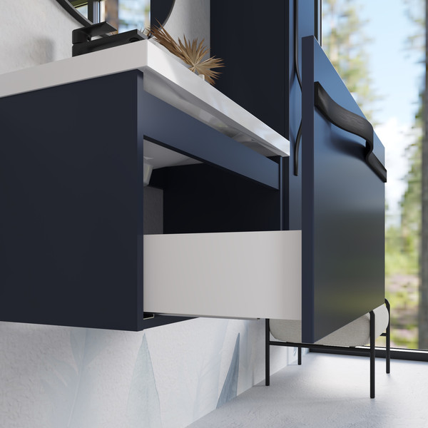 Изображение товара Тумба с умывальником Lauter Eva 69 (гранатовый п/мат/матовая черная сталь/искусственный мрамор)