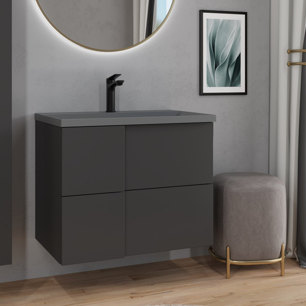 Изображение товара Тумба с умывальником Lauter Nelli 70 (антрацит п/мат/бетон)