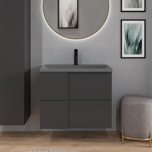 Изображение товара Тумба с умывальником Lauter Nelli 70 (антрацит п/мат/бетон)