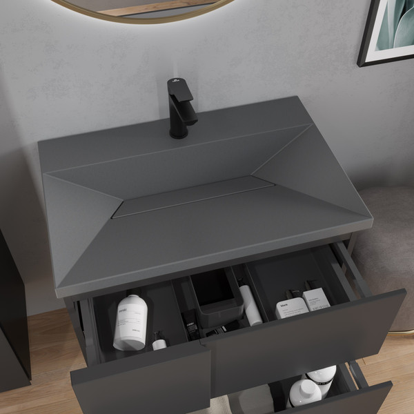 Изображение товара Тумба с умывальником Lauter Nelli 70 (антрацит п/мат/бетон)