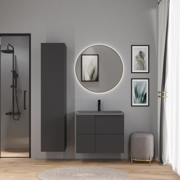 Изображение товара Тумба с умывальником Lauter Nelli 70 (антрацит п/мат/бетон)