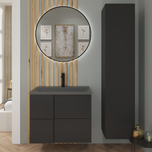 Изображение товара Тумба с умывальником Lauter Nelli 70 (антрацит п/мат/бетон)