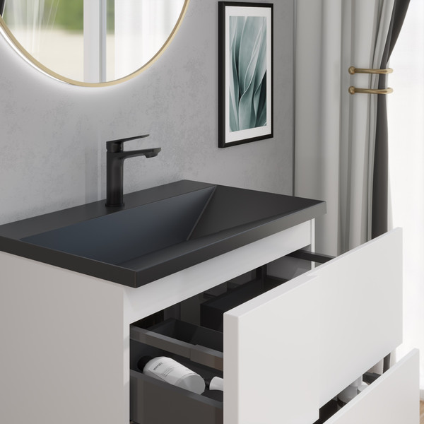 Изображение товара Тумба с умывальником Lauter Nelli 70 (бело-серый п/мат/черный)