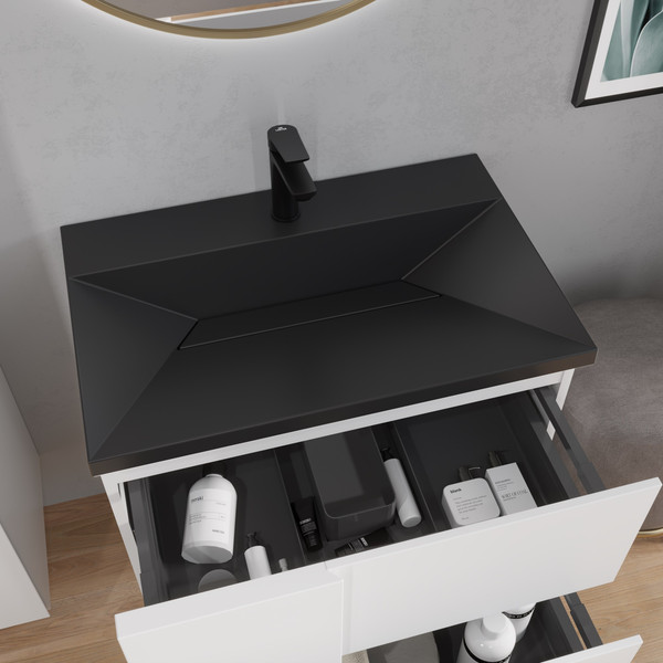 Изображение товара Тумба с умывальником Lauter Nelli 70 (бело-серый п/мат/черный)