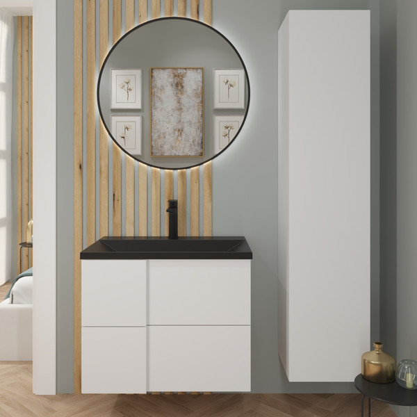 Изображение товара Тумба с умывальником Lauter Nelli 70 (бело-серый п/мат/черный)