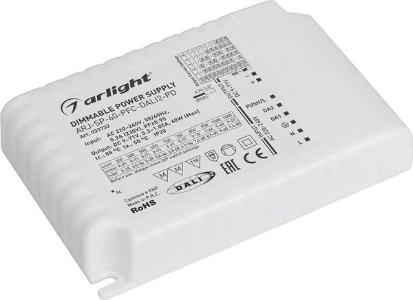 Блок питания для светильника Arlight ARJ-SP-60-PFC-DALI2-PD 60W 9-71V 0.35 -1.05A / 033732 — фото 4