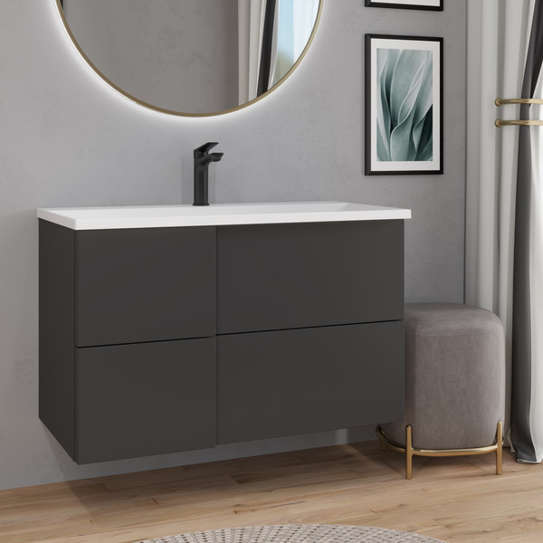 Изображение товара Тумба с умывальником Lauter Nelli 90 (антрацит п/мат/бело-серый)