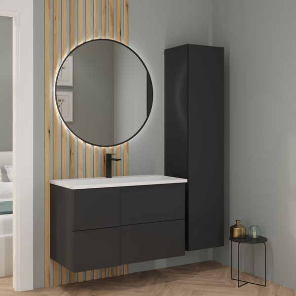 Изображение товара Тумба с умывальником Lauter Nelli 90 (антрацит п/мат/бело-серый)