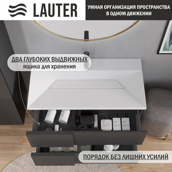 Изображение товара Тумба с умывальником Lauter Nelli 90 (антрацит п/мат/бело-серый)
