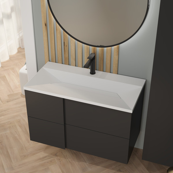 Изображение товара Тумба с умывальником Lauter Nelli 90 (антрацит п/мат/бело-серый)