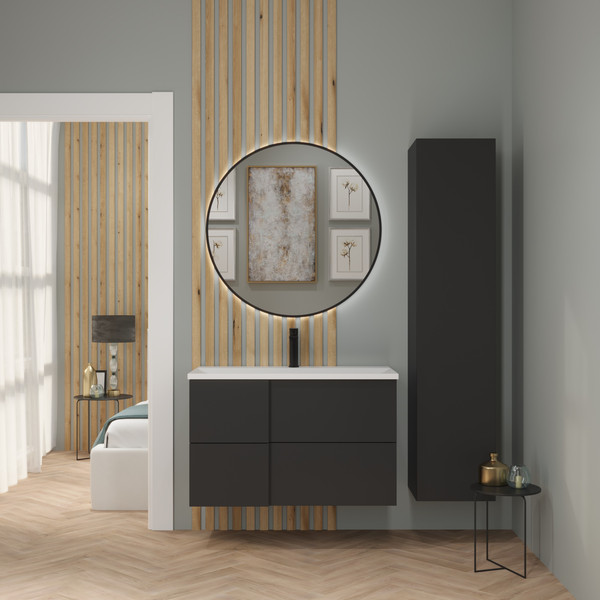 Изображение товара Тумба с умывальником Lauter Nelli 90 (антрацит п/мат/бело-серый)