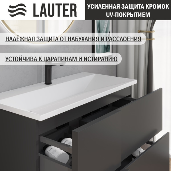 Изображение товара Тумба с умывальником Lauter Nelli 90 (антрацит п/мат/бело-серый)