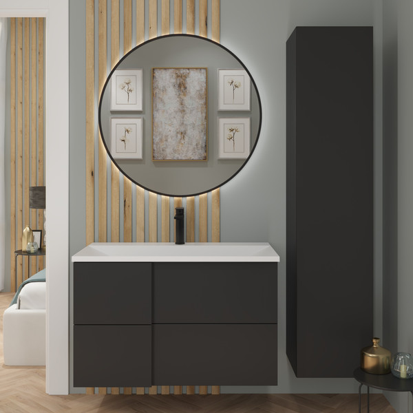 Изображение товара Тумба с умывальником Lauter Nelli 90 (антрацит п/мат/бело-серый)