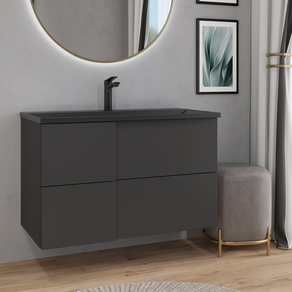 Изображение товара Тумба с умывальником Lauter Nelli 90 (антрацит п/мат/черный)