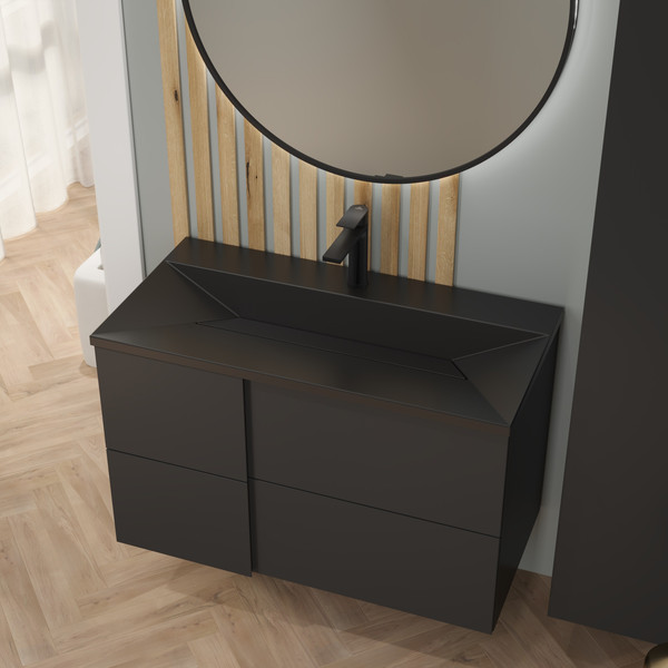 Изображение товара Тумба с умывальником Lauter Nelli 90 (антрацит п/мат/черный)