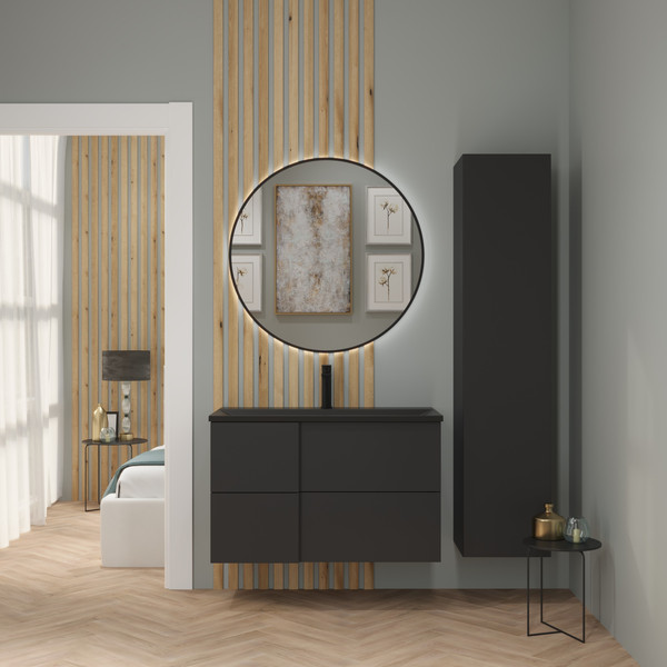 Изображение товара Тумба с умывальником Lauter Nelli 90 (антрацит п/мат/черный)