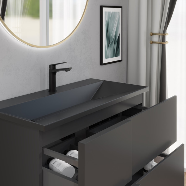 Изображение товара Тумба с умывальником Lauter Nelli 90 (антрацит п/мат/черный)