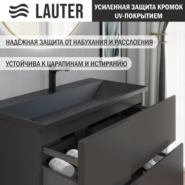 Изображение товара Тумба с умывальником Lauter Nelli 90 (антрацит п/мат/черный)
