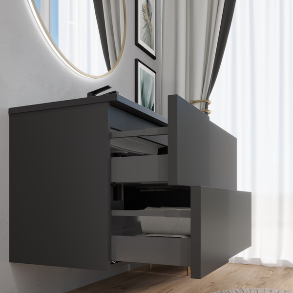 Изображение товара Тумба с умывальником Lauter Nelli 90 (антрацит п/мат/черный)