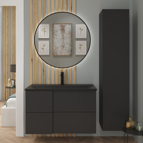 Изображение товара Тумба с умывальником Lauter Nelli 90 (антрацит п/мат/черный)