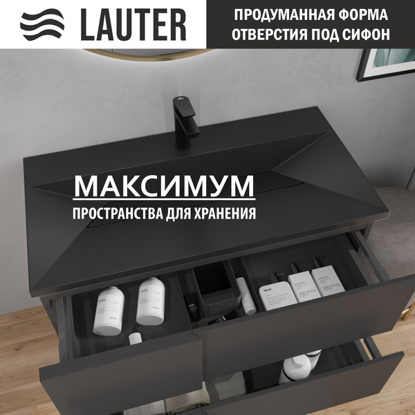 Изображение товара Тумба с умывальником Lauter Nelli 90 (антрацит п/мат/черный)