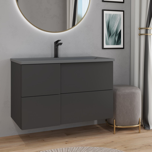 Изображение товара Тумба с умывальником Lauter Nelli 90 (антрацит п/мат/бетон)