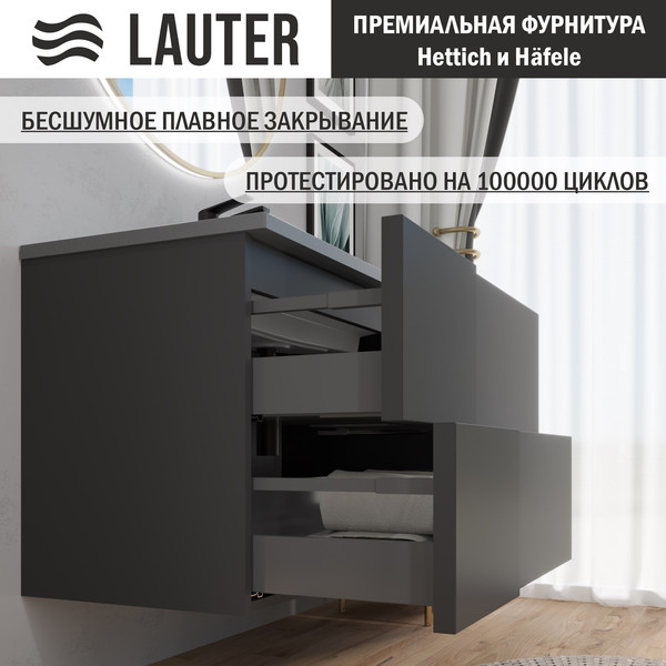 Изображение товара Тумба с умывальником Lauter Nelli 90 (антрацит п/мат/бетон)