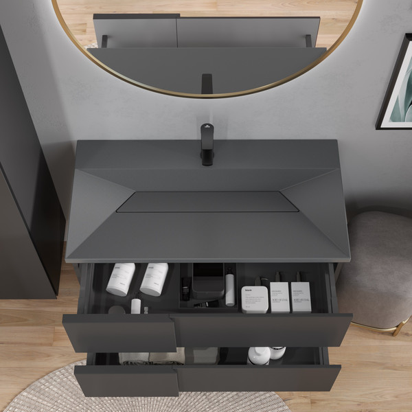 Изображение товара Тумба с умывальником Lauter Nelli 90 (антрацит п/мат/бетон)