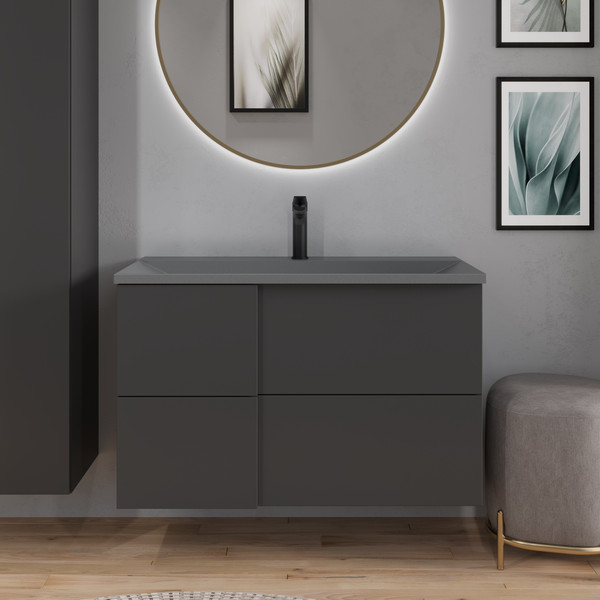 Изображение товара Тумба с умывальником Lauter Nelli 90 (антрацит п/мат/бетон)