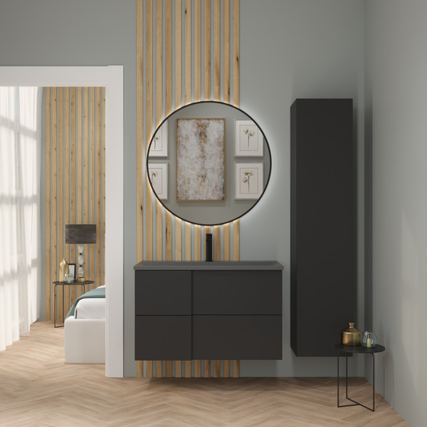 Изображение товара Тумба с умывальником Lauter Nelli 90 (антрацит п/мат/бетон)